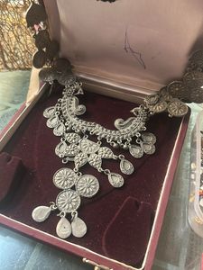 black polished Oxidized Silver Peacock Necklace