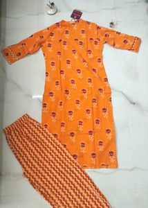 Brand New Orange Kurta Set (GoSriKi)