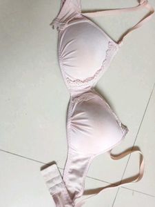 Light Pink Bra with Lace Trim