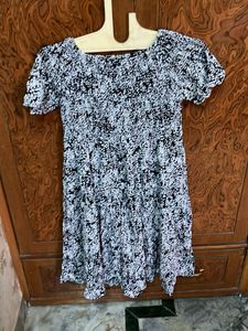Black & White Smocked Dress