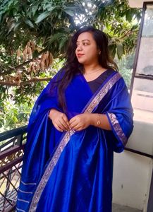 Royal Blue Dupatta with Embellished Border