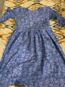 Blue Floral Print Frock