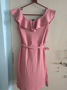 Chic Pink Ruffle Wrap Dress