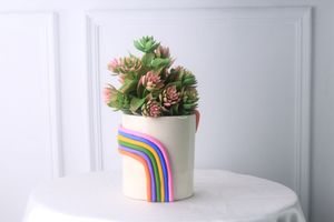 CERAMIC PLANTER RAINBOW DESIGN