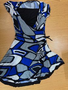 Abstract Print Wrap Dress