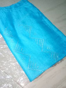 Cotton Sky 💙 Blue Colour With Stone Stole