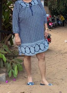 Stylish Blue Printed Dress