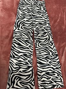 Women's Zebra Print Wide Leg Jeans