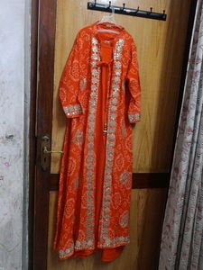 Vibrant Orange Sleeveless Kurta
