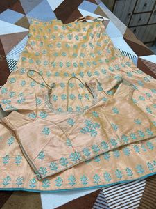 Embroidered Ethnic Skirt - Peach