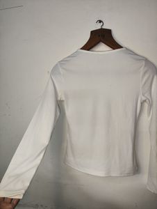H&amp;m White Long Sleeve Top