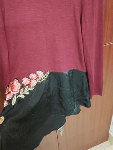 Chic Maroon Embroidered Top