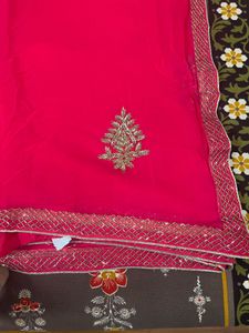 Vibrant Pink Embroidered Saree used
