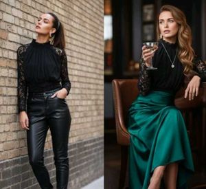 Elegant Black Lace Sleeve Top
