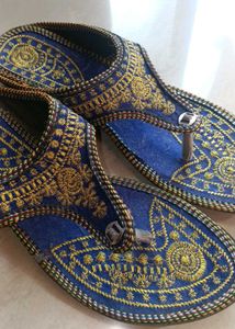 Embroidered Blue Sandals