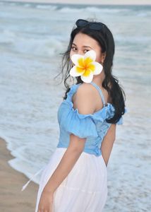 🦋Sky Blue Off-Shoulder Ruffle Cute Crop Top | Cot