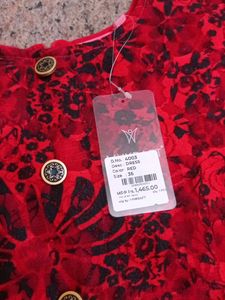 Red Printed Puff Sleeves dress 8to10 years