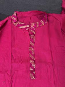 Elegant Pink Kurta with Embellished Neckline