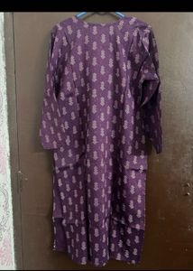 Elegant Purple Printed Kurta with Embellished