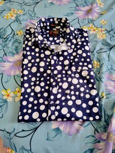 Men's Navy Blue Polka Dot Shirt