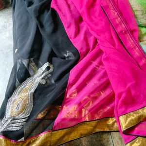 Elegant Black Saree with Gold Embroidery