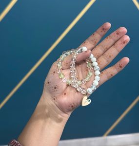 Beaded Bracelet Set with Charm