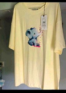 Cute Elephant Print Yellow T-Shirt