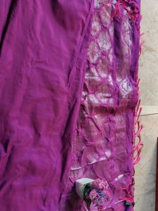 Elegant Purple Saree with Floral Accents