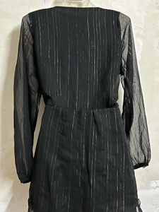 Pintresty Black &amp; Gold Striped Dress skirt &amp; top