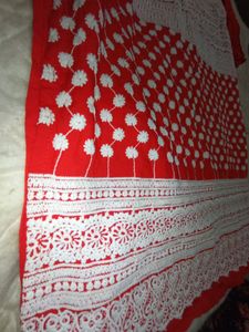 Red chickenkari Kurta