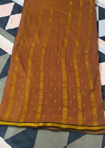 Elegant Brown Saree with Golden Accents