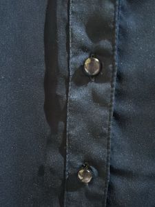 Elegant Navy Blue Satin Shirt