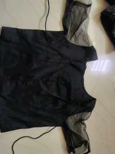 Elegant Black Blouse with Peacock Embroidery