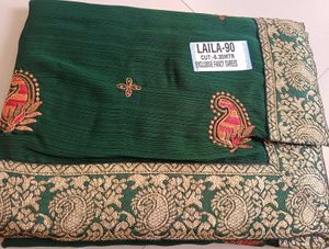 Elegant Green Embroidered Saree