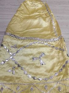 Yellow Satan silk lehnga with gota workWork