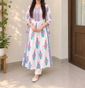Elegant White nyra Kurti and plazo Set