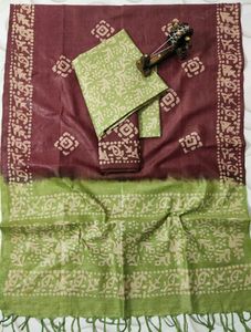 Maroon & Green Batik Print Kurta Set