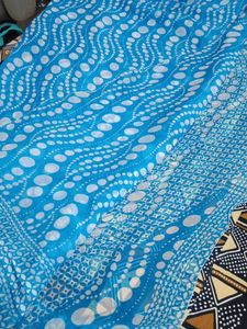 Blue White Polka Dot saree