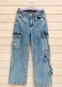 Zudio Light Wash Cargo Jeans