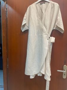 Soft linen wraparound dress