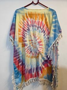 FreesizeTie-Dye Tassel Cover-Up Tunic
