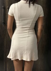 Ribbed Collared Zip Dress