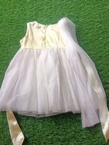 Elegant Yellow &amp; White Flower Girl Dress