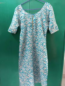 Beautiful Teal & White Printed Kurta