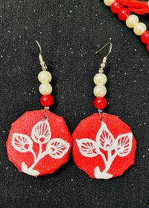Handmade Red Fish Pendant Necklace &amp; Earrings Set