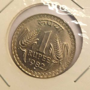 1982 UNC Big One Rupee Coin