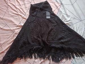 Stylish Black Knit Poncho