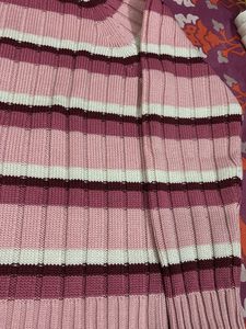 Striped Knit Turtleneck Sweater