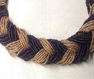 PURPLE ROSE GOLD Braided Beaded Necklace