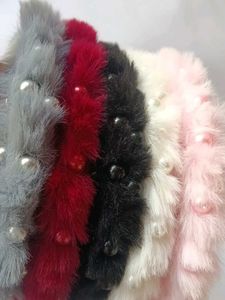 Faux Fur &amp; Pearl Headbands (Set of 5)